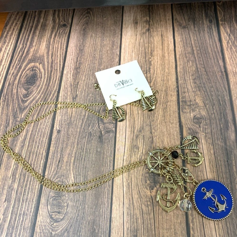 Davinci Nautical Charm Necklace and Earring Set